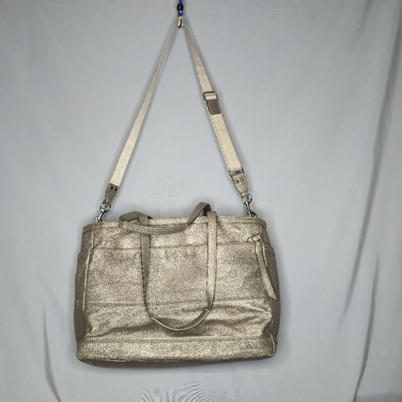 Coach Metallic Taupe Leather Tote/Diaper Bag - Picture 2 of 16